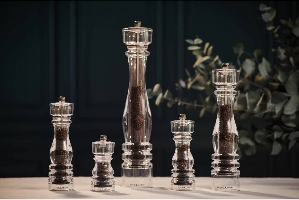 Cole & Mason Sada mlýnků na sůl a pepř London Acrylic Precision+ 13 cm