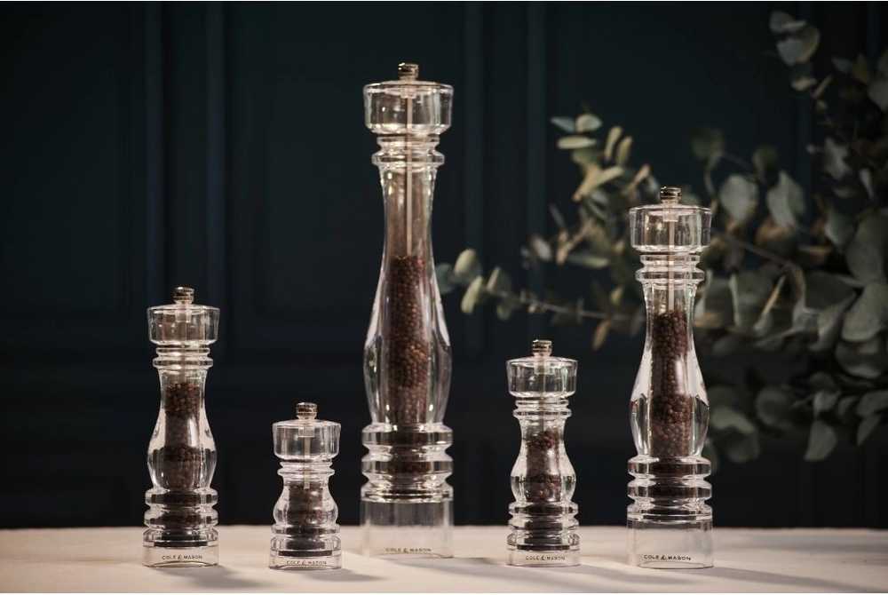 Cole & Mason Sada mlýnků na sůl a pepř London Acrylic Precision+ 13 cm