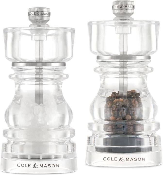Cole & Mason Sada mlýnků na sůl a pepř London Acrylic Precision+ 13 cm