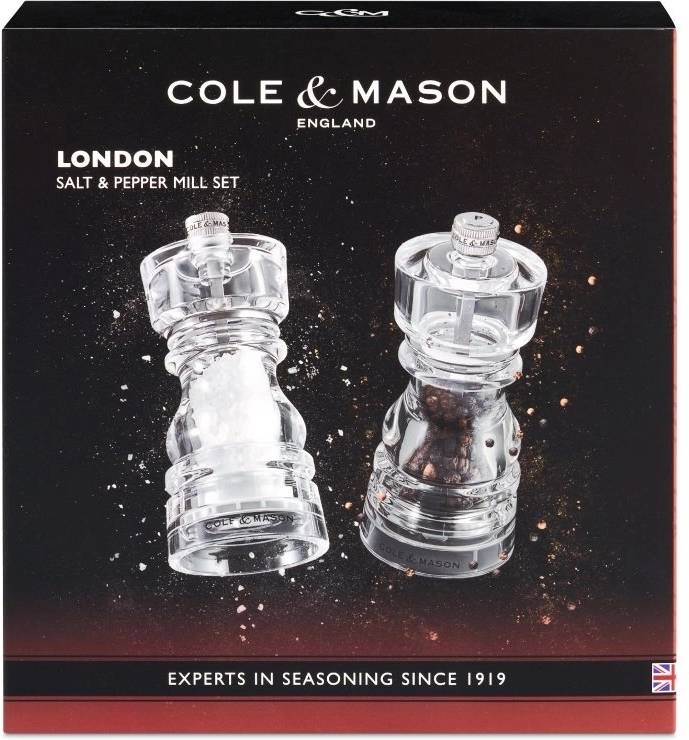 Cole & Mason Sada mlýnků na sůl a pepř London Acrylic Precision+ 13 cm