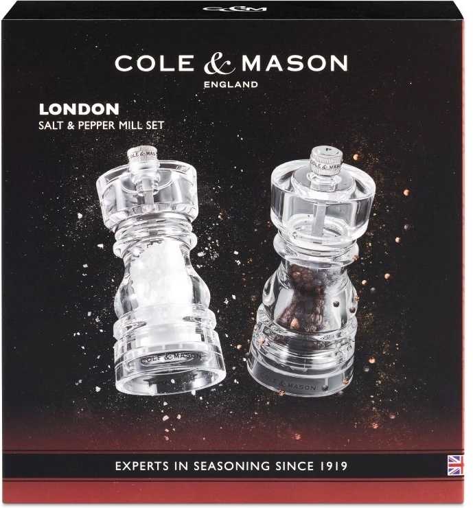 Cole & Mason Sada mlýnků na sůl a pepř London Acrylic Precision+ 13 cm