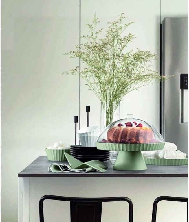 BlimPlus Podnos na dort s poklopem a lopatkou Agora Medium Forest