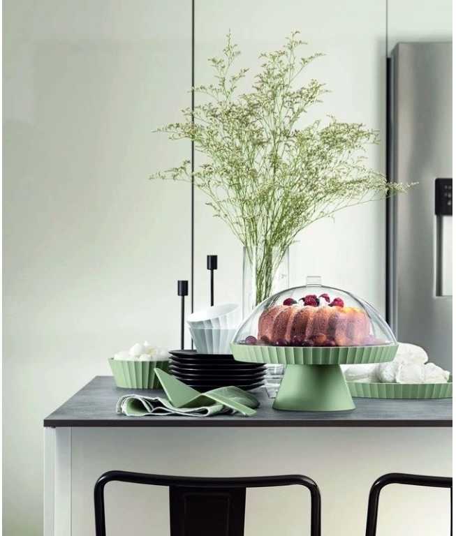 BlimPlus Podnos na dort s poklopem a lopatkou Agora Medium Forest