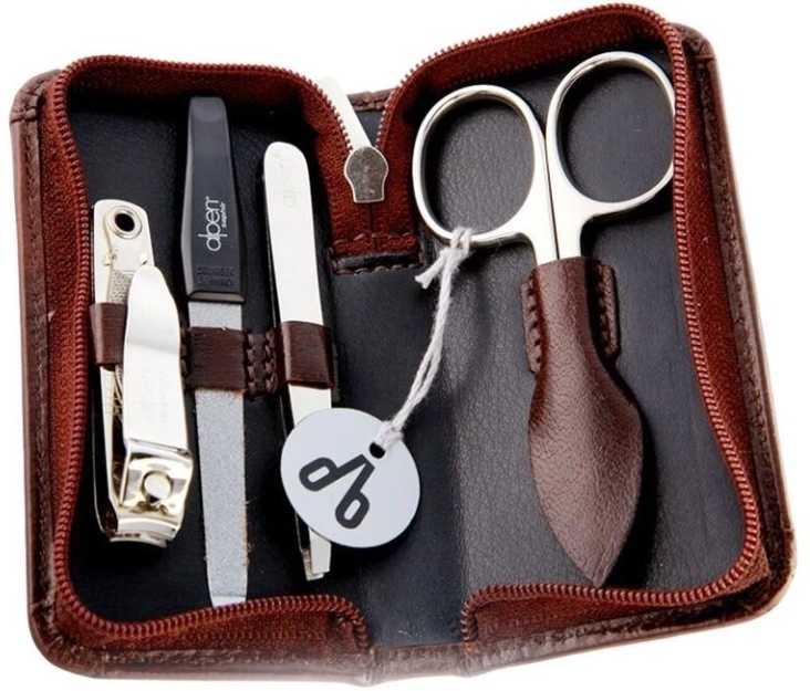 Alpen Manikúrní sada Nickel kožená hnědá
