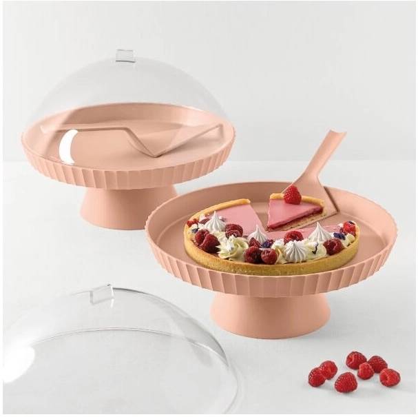 BlimPlus Podnos na dort s poklopem a lopatkou Agora Pink Sand