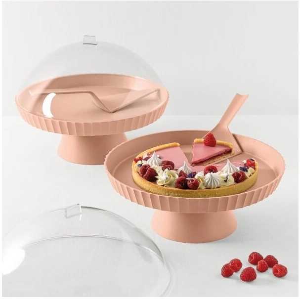 BlimPlus Podnos na dort s poklopem a lopatkou Agora Pink Sand