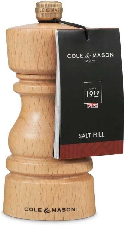 Cole & Mason Mlýnek na sůl London Precision+ přírodní buk 13 cm