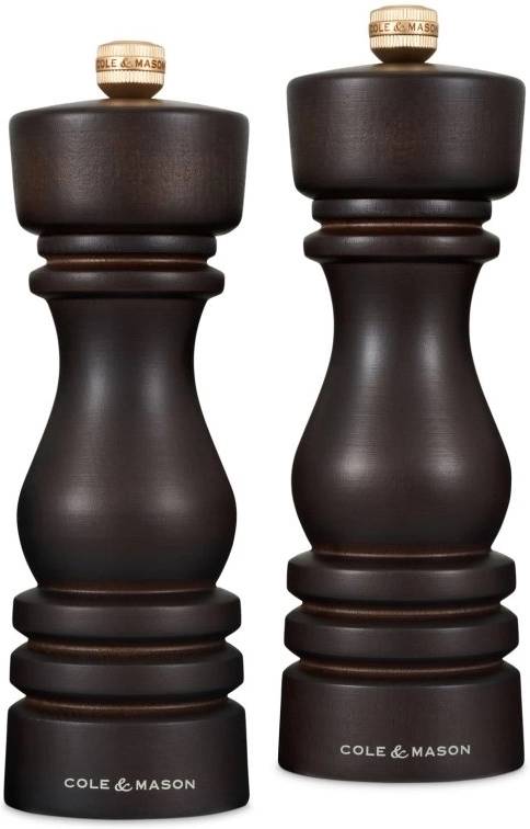 Cole & Mason Sada mlýnků na sůl a pepř London Chocolate Wood 18 cm