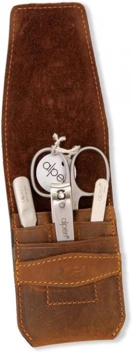 Alpen Manikúrní sada Inox kožená 4 ks hnědá