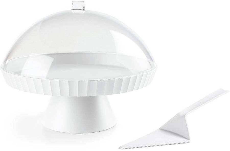 BlimPlus Podnos na dort s poklopem a lopatkou Agora Arctic White
