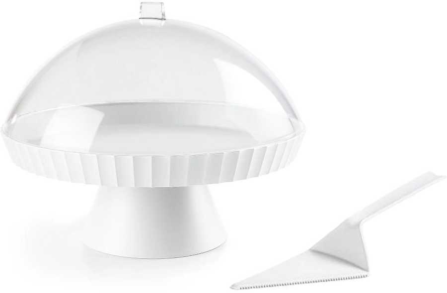BlimPlus Podnos na dort s poklopem a lopatkou Agora Arctic White