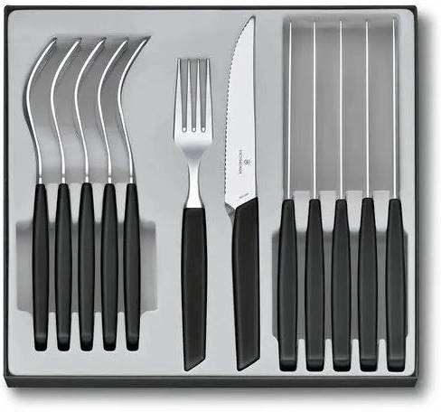 Victorinox Sada příborů s nožem steakovým Swiss Modern 12 ks černá