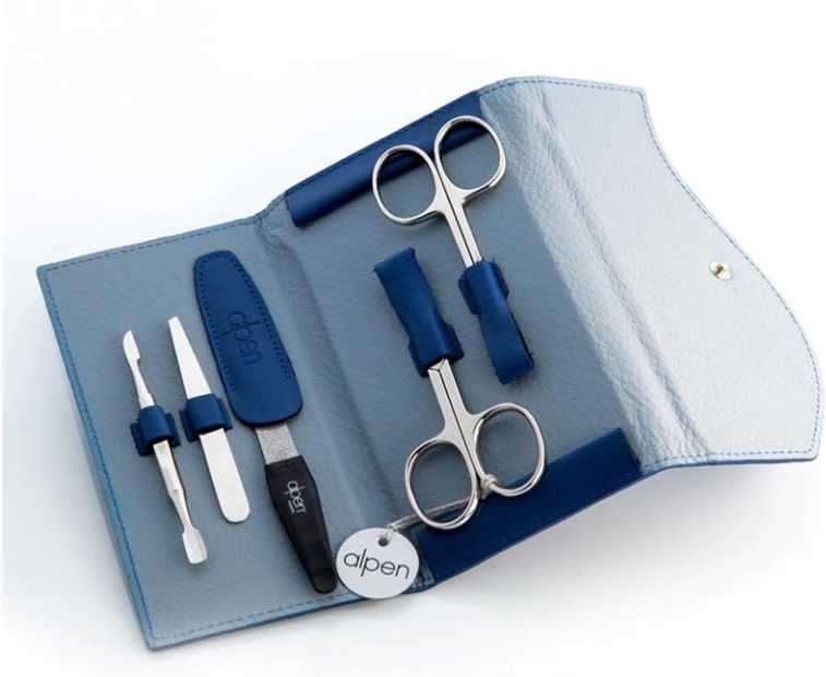 Alpen Manikúrní sada Nickel kožená na druk 5 ks modrá
