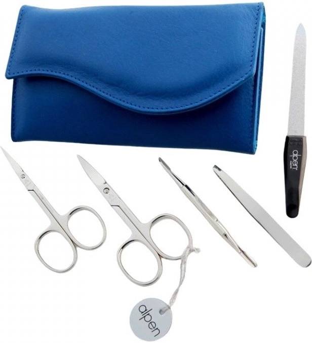 Alpen Manikúrní sada Nickel kožená na druk 5 ks modrá