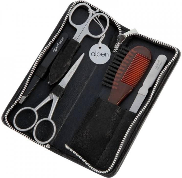 Alpen Sada na manikúru a úpravu vousů Inox kožená
