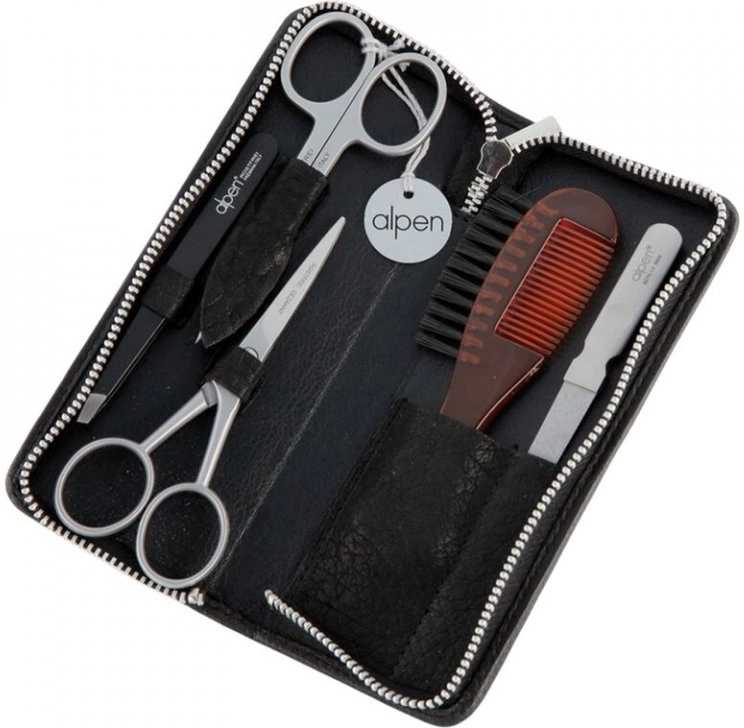 Alpen Sada na manikúru a úpravu vousů Inox kožená