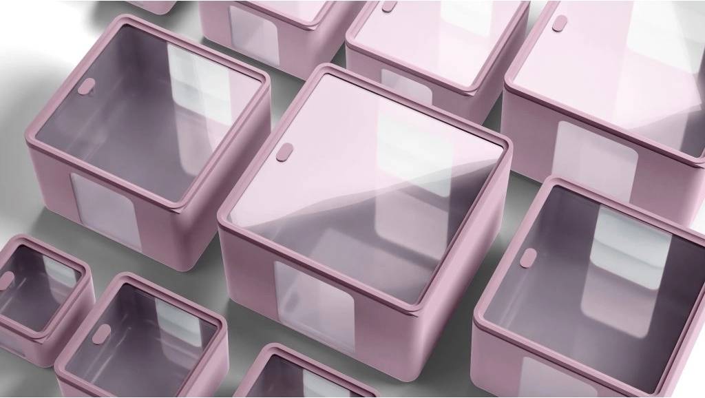 BlimPlus Krabička na jídlo PEEK BOX QUADRO Mauve vel. XS