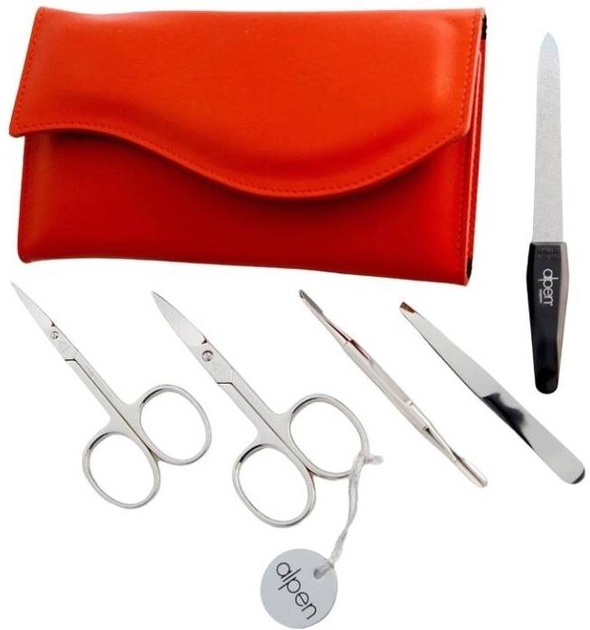 Alpen Manikúrní sada Nickel kožená na druk 5 ks červená