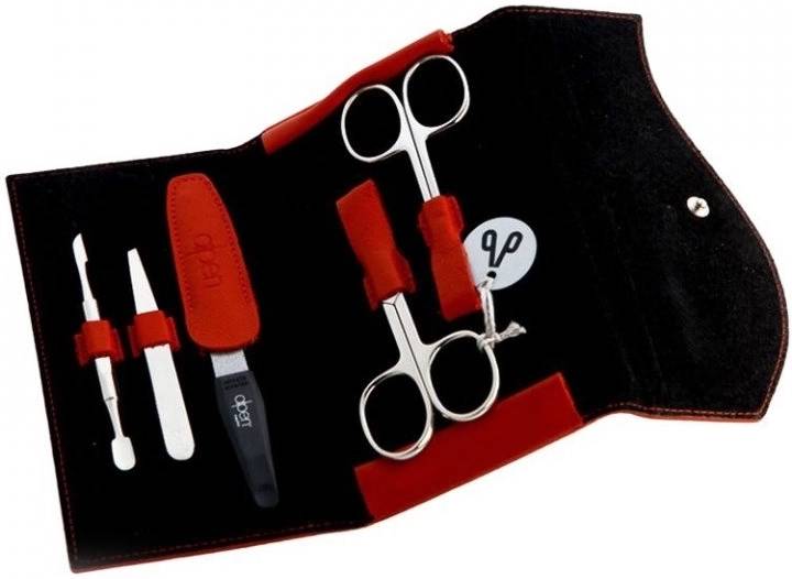 Alpen Manikúrní sada Nickel kožená na druk 5 ks červená