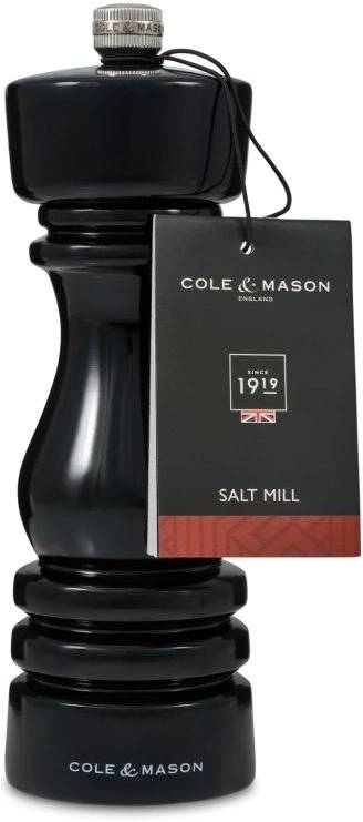 Cole & Mason Mlýnek na sůl London Black Gloss Precision+ 18 cm