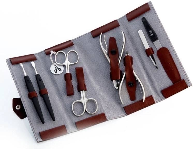 Alpen Manikúrní sada rolovací kožená 8 ks vínová