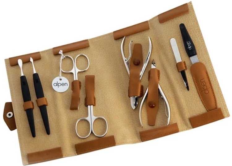 Alpen Manikúrní sada rolovací kožená 8 ks Tabbaco