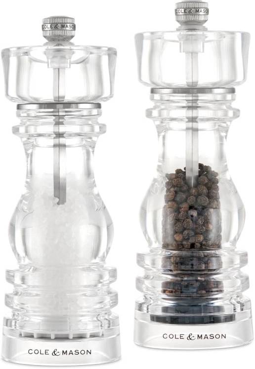 Cole & Mason Sada mlýnků na sůl a pepř London Acrylic Precision+ 18 cm