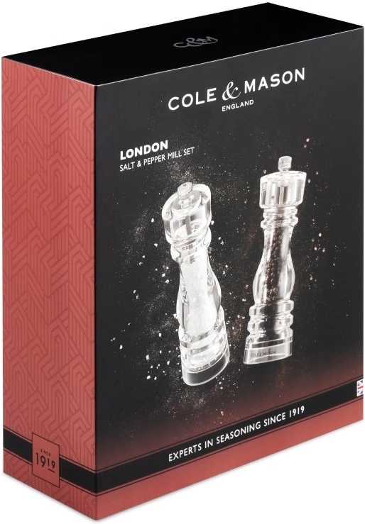 Cole & Mason Sada mlýnků na sůl a pepř London Acrylic Precision+ 18 cm