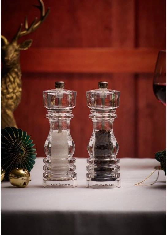 Cole & Mason Sada mlýnků na sůl a pepř London Acrylic Precision+ 18 cm
