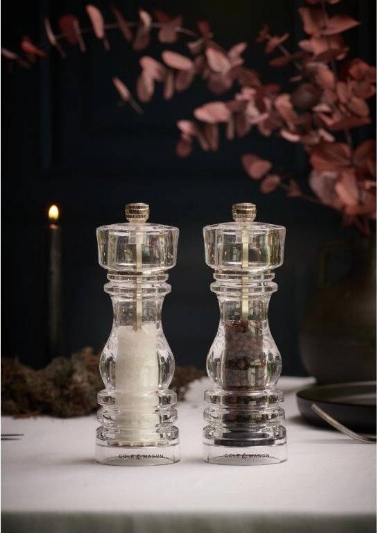 Cole & Mason Sada mlýnků na sůl a pepř London Acrylic Precision+ 18 cm