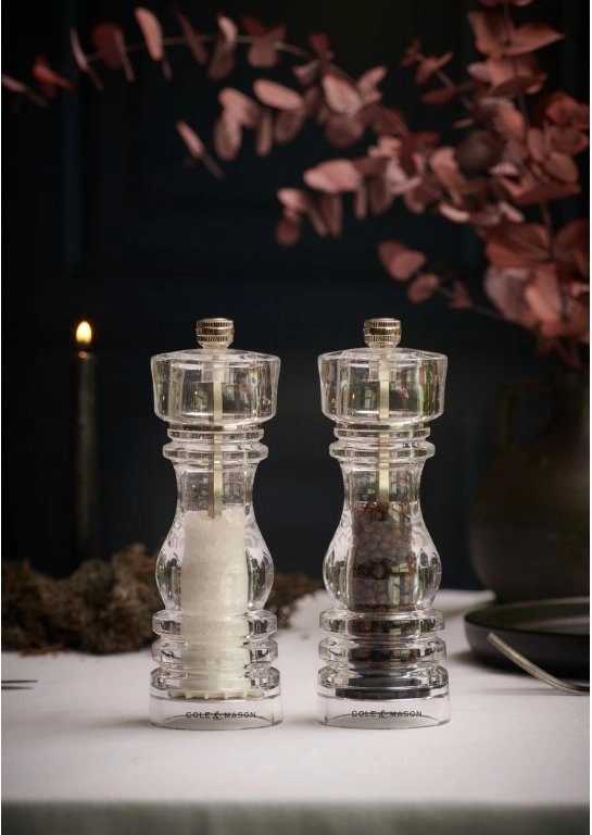 Cole & Mason Sada mlýnků na sůl a pepř London Acrylic Precision+ 18 cm