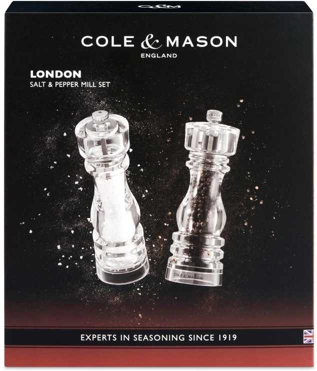 Cole & Mason Sada mlýnků na sůl a pepř London Acrylic Precision+ 18 cm