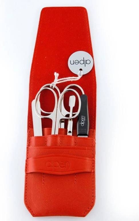 Alpen Manikúrní sada Nickel kožená 5 ks červená