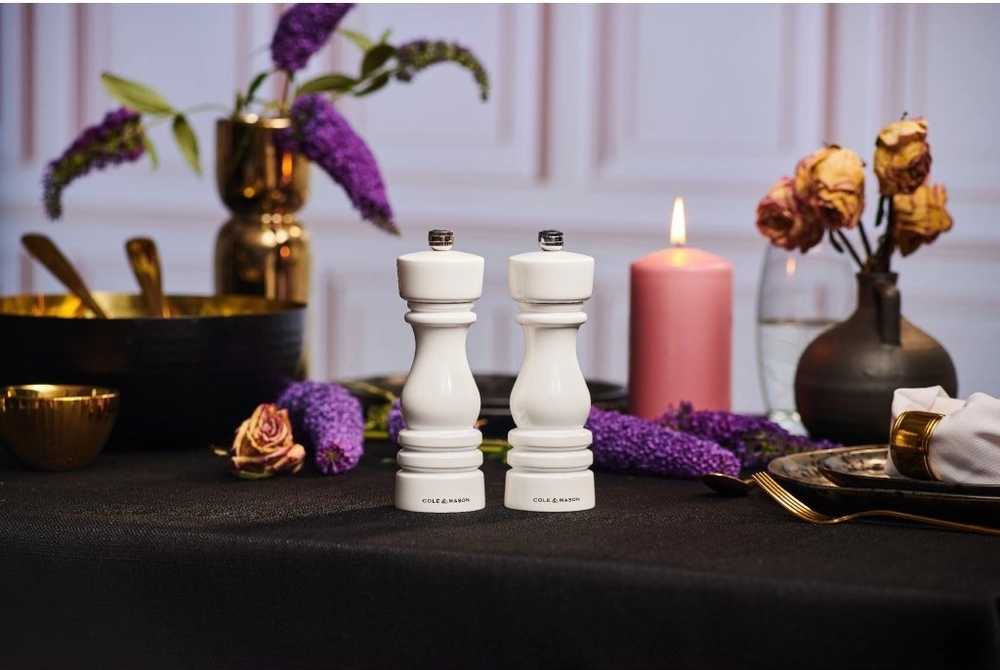 Cole & Mason Sada mlýnků na sůl a pepř London White Gloss 18 cm