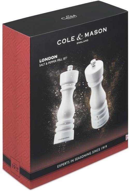 Cole & Mason Sada mlýnků na sůl a pepř London White Gloss 18 cm