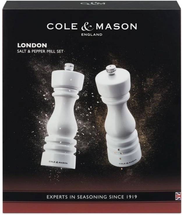 Cole & Mason Sada mlýnků na sůl a pepř London White Gloss 18 cm