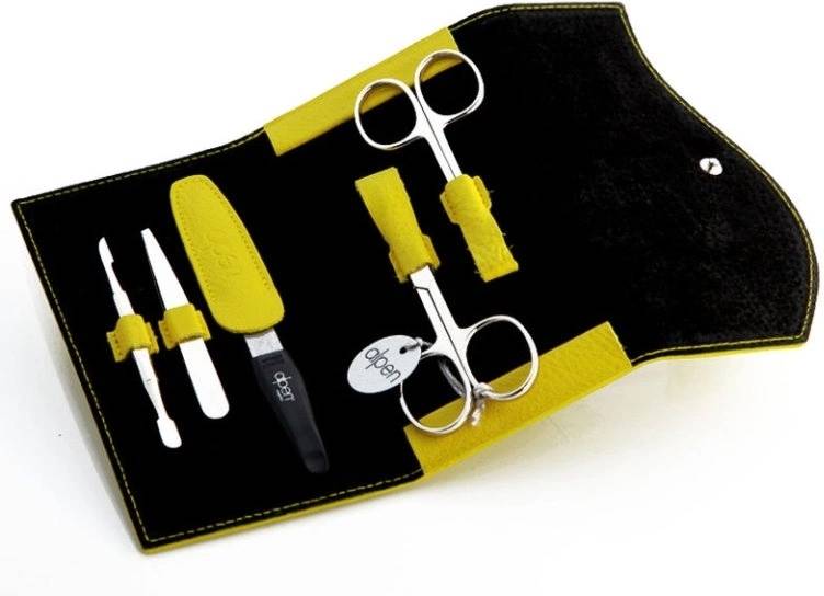 Alpen Manikúrní sada Nickel kožená na druk 5 ks žlutá