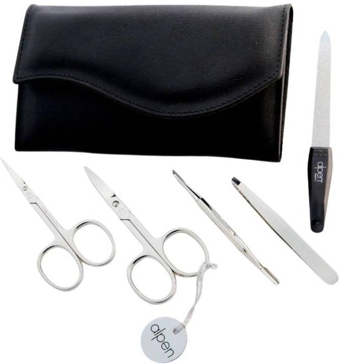 Alpen Manikúrní sada Nickel kožená na druk 5 ks černá