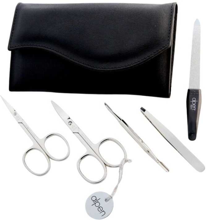 Alpen Manikúrní sada Nickel kožená na druk 5 ks černá