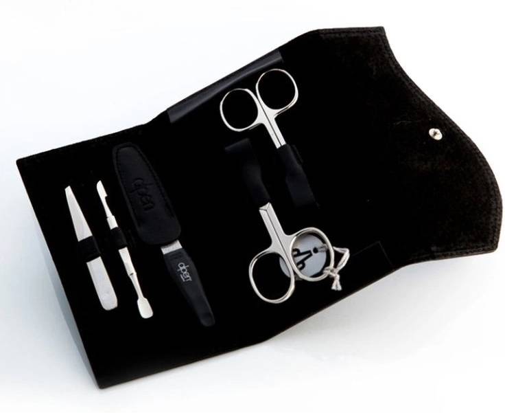 Alpen Manikúrní sada Nickel kožená na druk 5 ks černá