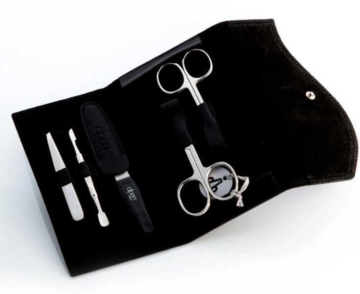 Alpen Manikúrní sada Nickel kožená na druk 5 ks černá