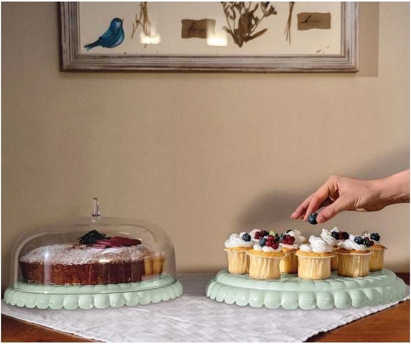 Guzzini Podnos na dort s poklopem Tiffany 36 cm světle zelený