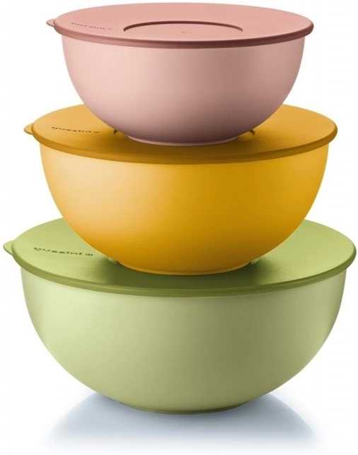 Guzzini Sada 3 kulatých misek Everywhere Bio s víkem 3 barvy 3 velikosti