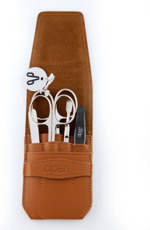 Alpen Manikúrní sada Nickel kožená 5 ks Tabacco