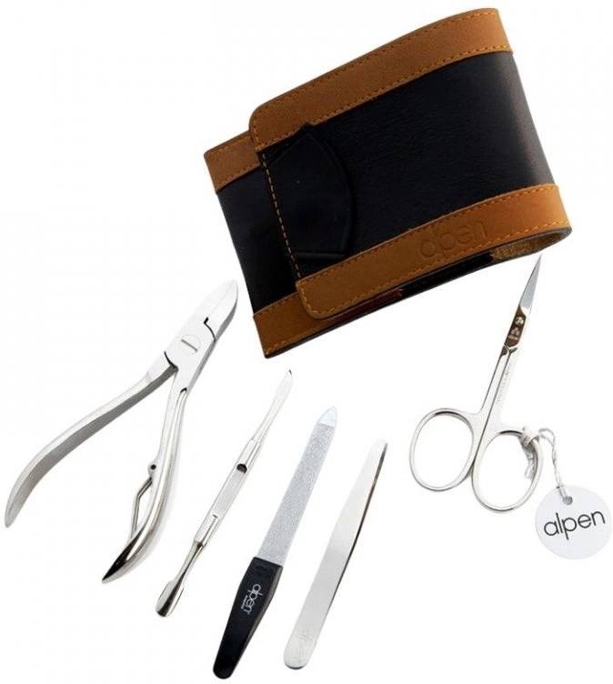 Alpen Manikúrní sada kožená se zapínáním na druk