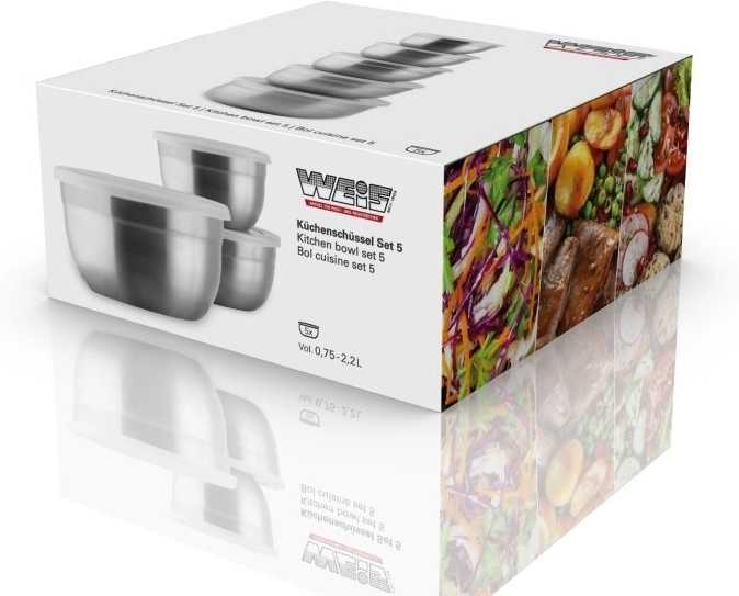 Weis Sada 5 kuchyňských misek nerezové s víkem