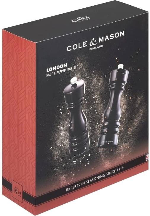 Cole & Mason Sada mlýnků na sůl a pepř London Black Gloss 18 cm