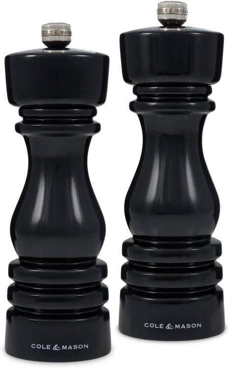Cole & Mason Sada mlýnků na sůl a pepř London Black Gloss 18 cm
