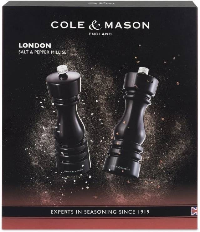 Cole & Mason Sada mlýnků na sůl a pepř London Black Gloss 18 cm