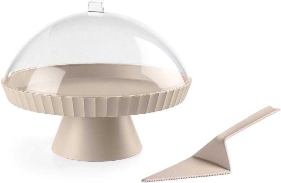 BlimPlus Podnos na dort s poklopem a lopatkou Agora Moka Grey